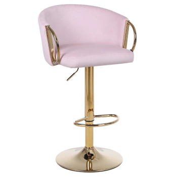 HOKER KRZESŁO BAROWE BIANCA PUDROWY RÓŻ PODSTAWA ZŁOTA