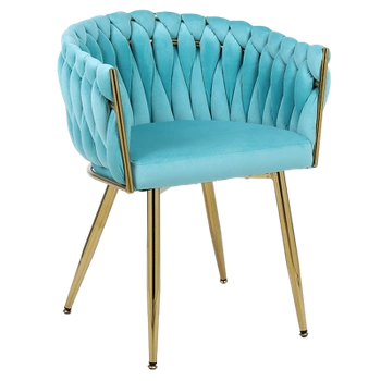 FOTEL KRZESŁO WELUROWY TAPICEROWANY RISO MIĘTOWY NOGI ZŁOTE