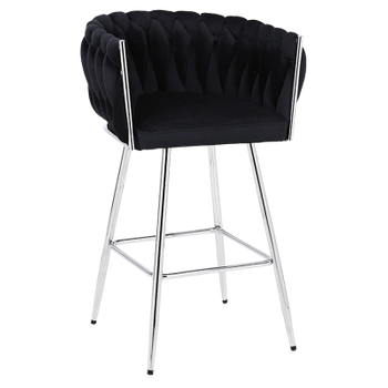 HOKER KRZESŁO FOTEL WELUROWY TAPICEROWANY FERA CZARNY NOGI CHROM