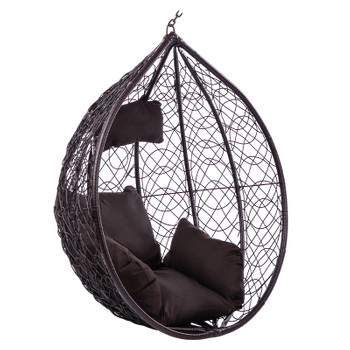 FOTEL OGRODOWY WISZĄCY KOKON DUŻY KOSZ KORFU BRĄZOWY BEZ PODSTAWY PODUSZKA BRĄZOWA