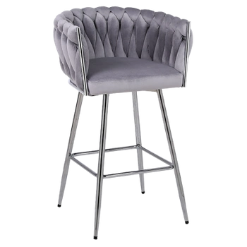 HOKER KRZESŁO BAROWE FERA SZARY WELUR NOGI CHROM