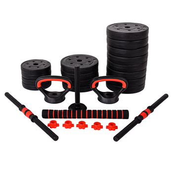 HANTLE BITUMICZNE REGULOWANE ZESTAW 2x20 KG + SZTANGA + UCHWYTY KETTLEBELL TP01-40