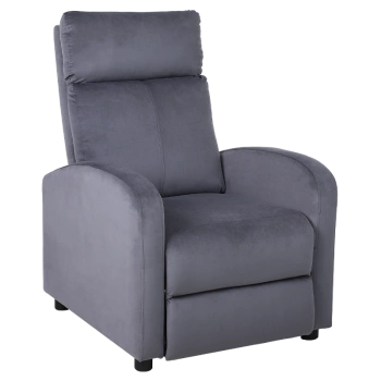 FOTEL ROZKŁADANY WYPOCZYNKOWY DO SPANIA WELUROWY TAPICEROWANY JAVA CIEMNOSZARY