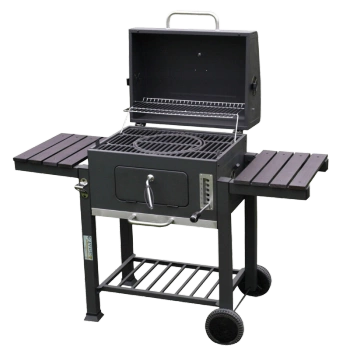 GRILL OGRODOWY WĘGLOWY Z POKRYWĄ I PÓŁKAMI VL13 DUŻY XXL SZARY