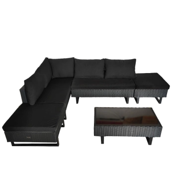 ZESTAW MEBLI OGRODOWYCH RATTANOWE LIME 5 OSOBOWE CZARNY