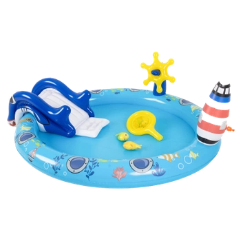 BASEN MATA POMPOWANA DLA DZIECI MARINE Z FONTANNĄ I ZJEŻDZALNIĄ 203x152 CM