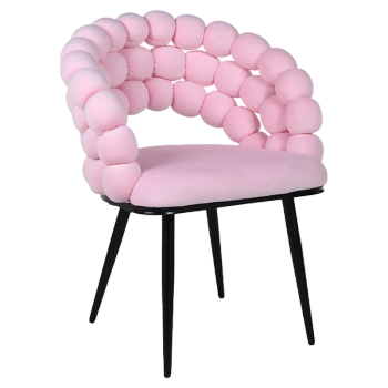 FOTEL KRZESŁO BUBBLE WELUROWE TAPICEROWANE ATRIA PUDROWY RÓŻ NOGI CZARNE