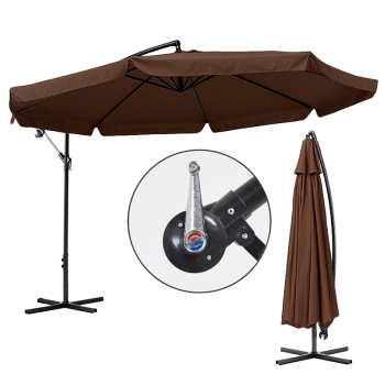 PARASOL OGRODOWY IKAR-BL-BR BRĄZOWY SKŁADANY Z WYSIĘGNIKIEM + POKROWIEC