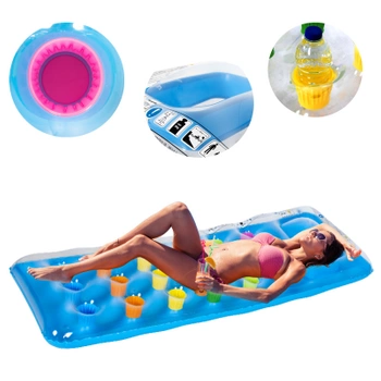 MATERAC PLAŻOWY DMUCHANY POMPOWANY DO PŁYWANIA POCKET BLUE 173x63 CM