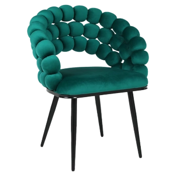 FOTEL KRZESŁO BUBBLE WELUROWE TAPICEROWANE ATRIA BUTELKOWA ZIELEŃ NOGI CZARNE