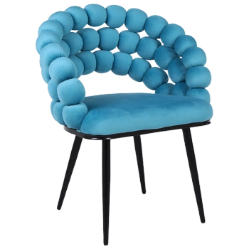 FOTEL KRZESŁO BUBBLE WELUROWE TAPICEROWANE ATRIA TURKUSOWY NOGI CZARNE