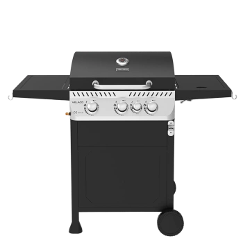 GRILL OGRODOWY GAZOWY Z POKRYWĄ I PÓŁKAMI APOLLO-B CZARNY RUSZT ŻELIWNY 11,5 KW + POKROWIEC