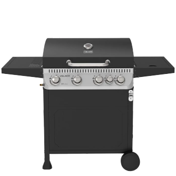 GRILL OGRODOWY GAZOWY Z POKRYWĄ I PÓŁKAMI APOLLO-C CZARNY RUSZT ŻELIWNY 14,5 KW + POKROWIEC