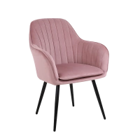 FOTEL KRZESŁO WELUROWE TAPICEROWANE BETO BRUDNY RÓŻ NOGI CZARNE