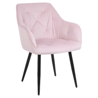 KRZESŁO FOTEL WELUROWY TAPICEROWANY VELA PUDROWY RÓŻ NOGI CZARNE