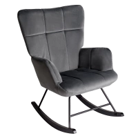 FOTEL KRZESŁO BUJANE USZAK WELUROWE ARUBA CIEMNOSZARY NOGI CZARNE