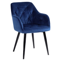 FOTEL WELUROWY TAPICEROWANY VELA NIEBIESKI NOGI CZARNE