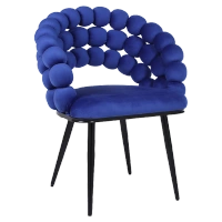 FOTEL KRZESŁO BUBBLE WELUROWE TAPICEROWANE ATRIA NIEBIESKI NOGI CZARNE