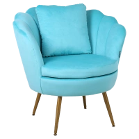 FOTEL KRZESŁO MUSZELKA WELUROWY TAPICEROWANY SAVA MIĘTOWY NOGI ZŁOTE