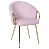 FOTEL KRZESŁO WELUROWE TAPICEROWANY METIS PUDROWY RÓŻ NOGI ZŁOTE