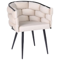 FOTEL KRZESŁO PLECIONE WELUROWE TAPICEROWANE GLAMOUR BORNEO ECRU NOGI CZARNE