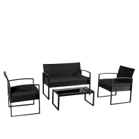 ZESTAW MEBLI OGRODOWYCH RATTANOWY ATLAS 4 OSOBOWY CZARNY