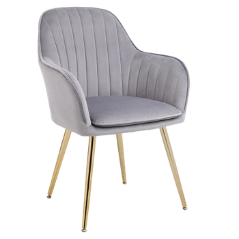 KRZESŁO FOTEL WELUROWY TAPICEROWANY BETO SZARY NOGI ZŁOTE BETO-GR-GL