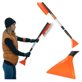 SZCZOTKA SKROBACZKA DO SAMOCHODU 2W1 TELESKOPOWA REGULOWANA ODYN CZARNO-POMARAŃCZOWA 75-110 CM