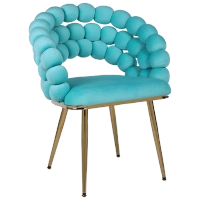 FOTEL KRZESŁO BUBBLE WELUROWE TAPICEROWANE ATRIA MIĘTOWY NOGI ZŁOTE