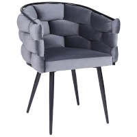 FOTEL KRZESŁO PLECIONE WELUROWE TAPICEROWANE GLAMOUR BORNEO CIEMNOSZARY NOGI CZARNE