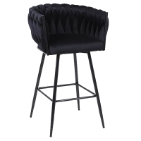 HOKER KRZESŁO BAROWE FERA CZARNY WELUR NOGI CZARNE