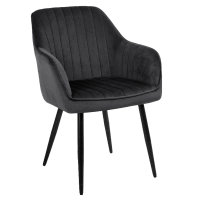 KRZESŁO FOTEL WELUROWY TAPICEROWANY LILA CZARNY NOGI CZARNE