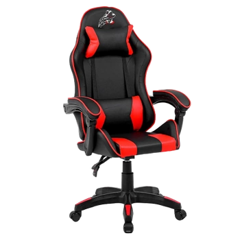 FOTEL GAMINGOWY BIUROWY OBROTOWY ZING-B CZARNO/CZERWONY SKÓRA PU