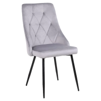 KRZESŁO FOTEL WELUROWY TAPICEROWANY LEDA SZARY NOGI CZARNE