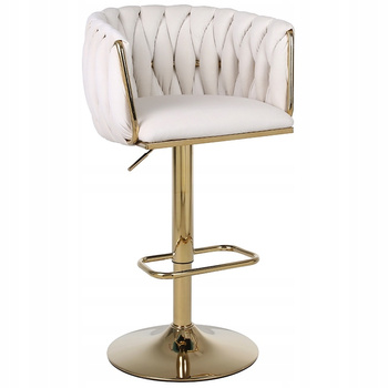 HOKER KRZESŁO BAROWE GLAMOUR SURI KREMOWY PODSTAWA ZŁOTA