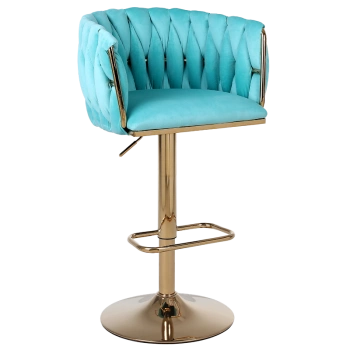 HOKER KRZESŁO BAROWE GLAMOUR SURI MIĘTOWY PODSTAWA ZŁOTA