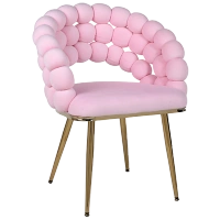 FOTEL KRZESŁO BUBBLE WELUROWE TAPICEROWANE ATRIA PUDROWY RÓŻ NOGI ZŁOTE