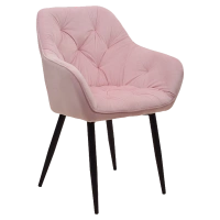 FOTEL KRZESŁO WELUROWE TAPICEROWANE LIZA PUDROWY RÓŻ NOGI CZARNE