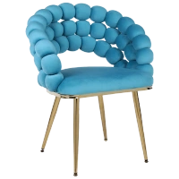 FOTEL KRZESŁO BUBBLE WELUROWE TAPICEROWANE ATRIA TURKUSOWY NOGI ZŁOTE