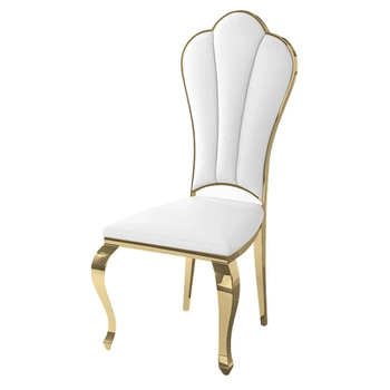 KRZESŁO TAPICEROWANE BRIX BIAŁE NOGI ZŁOTE