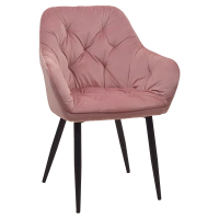 FOTEL KRZESŁO WELUROWE TAPICEROWANE LIZA BRUDNY RÓŻ NOGI CZARNE