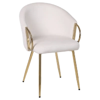 FOTEL KRZESŁO WELUROWE TAPICEROWANY METIS KREMOWY NOGI ZŁOTE