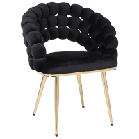 FOTEL KRZESŁO BUBBLE WELUROWE TAPICEROWANE ATRIA CZARNY NOGI ZŁOTE