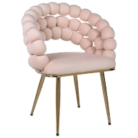 FOTEL KRZESŁO BUBBLE WELUROWE TAPICEROWANE ATRIA ECRU NOGI ZŁOTE