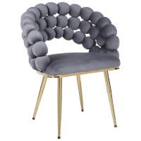 FOTEL KRZESŁO BUBBLE WELUROWE TAPICEROWANE ATRIA CIEMNOSZARY NOGI ZŁOTE